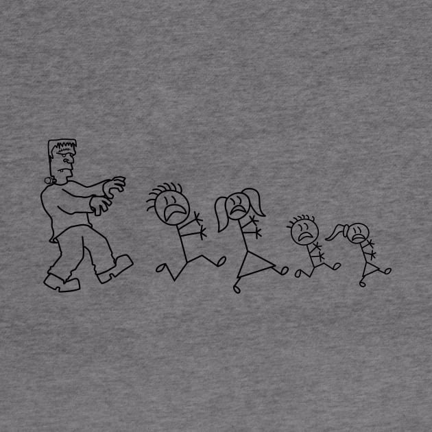 Frankenstein chases stick family by Stacks